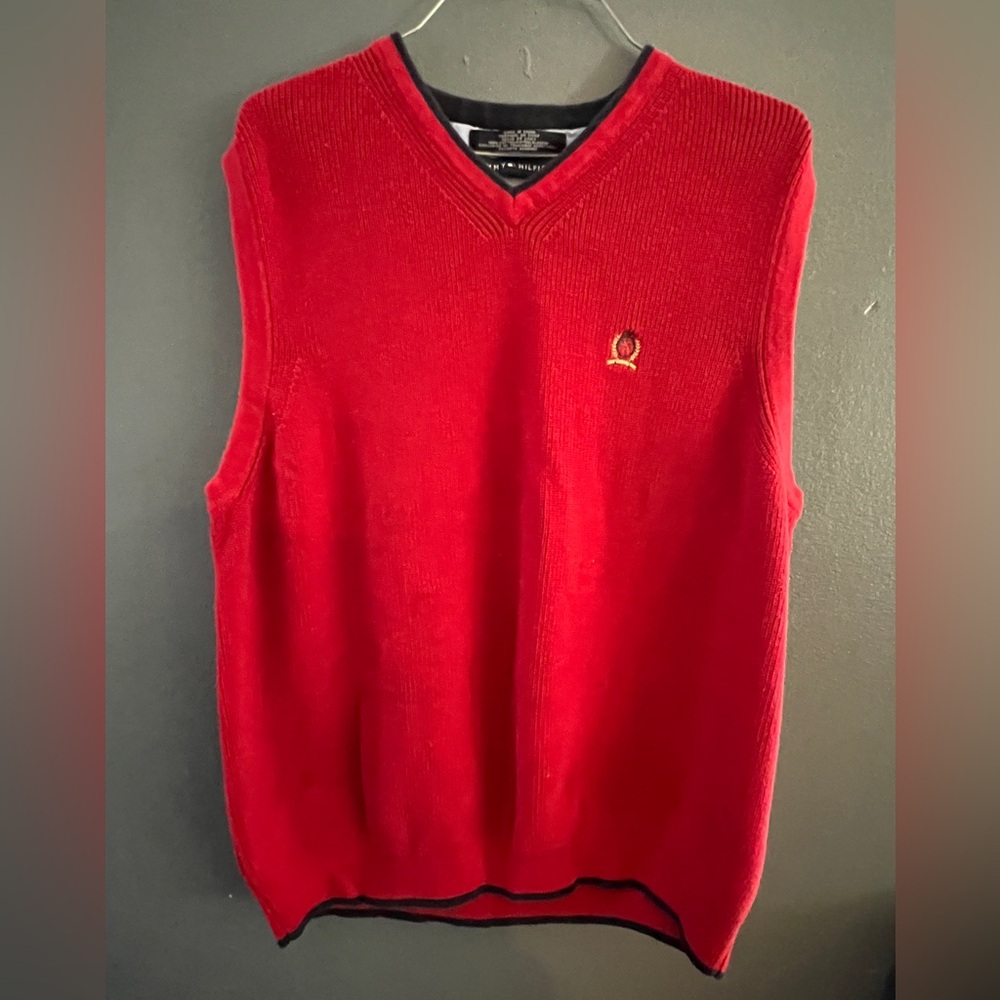 Vintage Tommy Hilfiger Red V-Neck Sweater vest